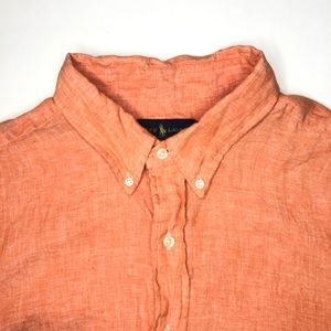 Ralph Lauren Sz XLT Orange Linen Button Down Shirt